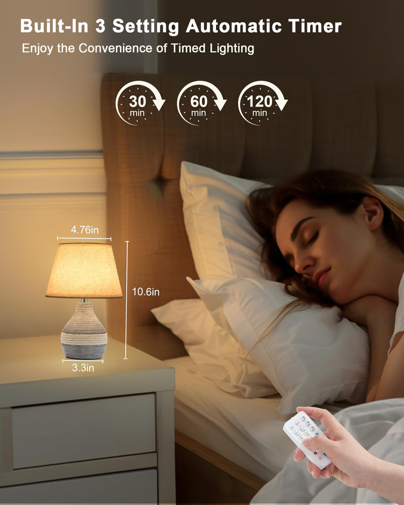 10" Small Ceramic Cordless Table Lamp, Rechargeable Battery, Coastal
