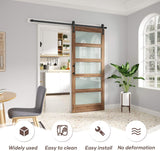 36 x 84 inch Glass Barn Door with 6.6FT Barn Door Hardware Kit & Handle Included,5-Panel Frosted Gla