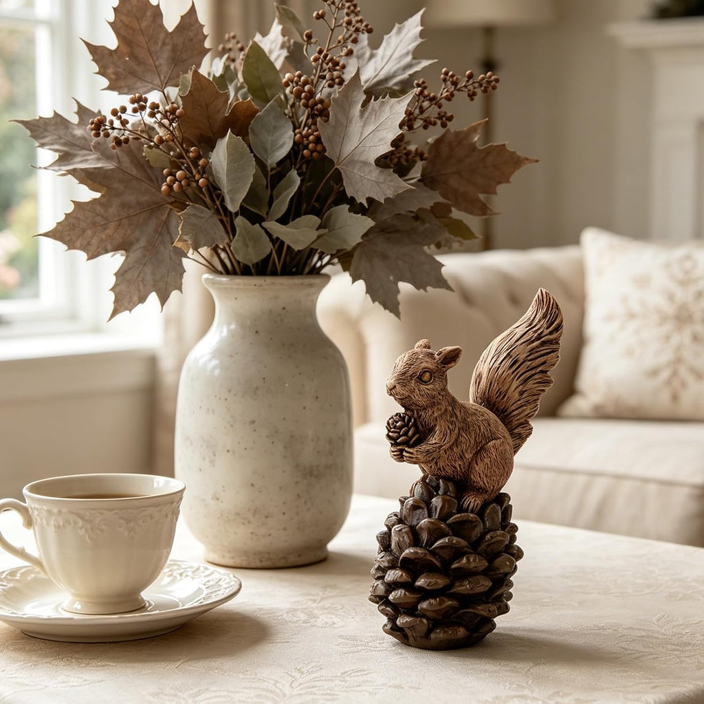 Squirrel Fall Decorations Table Decor Garden Statue
