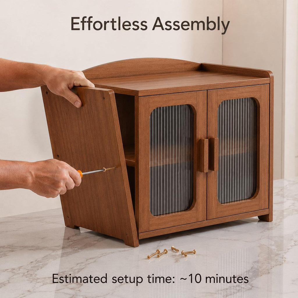 Bread Box - Solid Wood, Kitchen Countertop Storage Cabinet