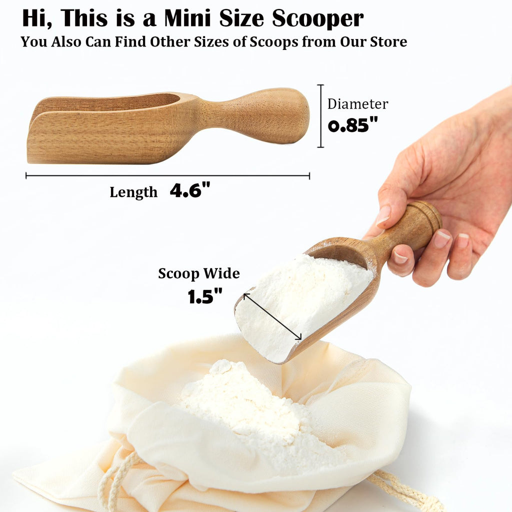 Wooden Scoops for Canisters 2PCS Wooden Scoop for Jars Acacia Small Measuring Spoons for Ground Coffee Scoops Shovel