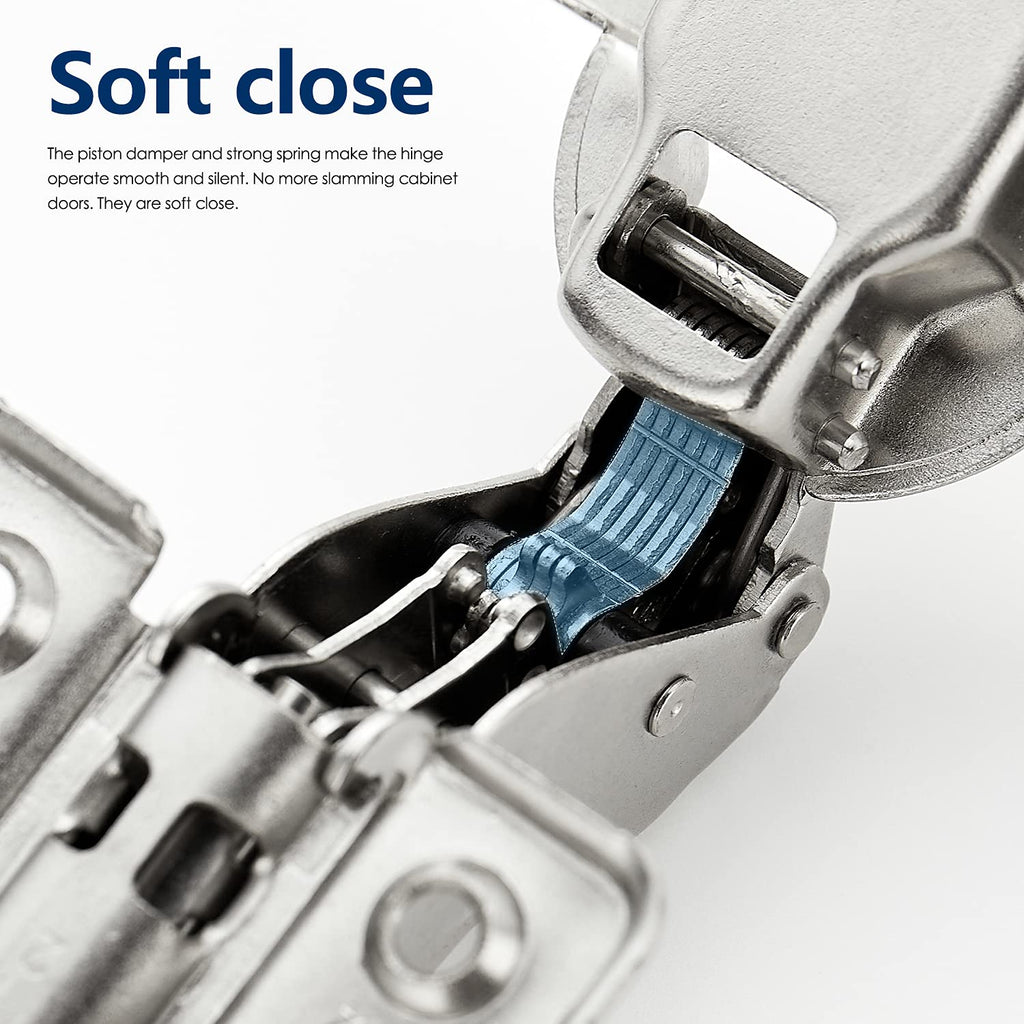 European Kitchen Cabinet Hinges, Soft Close, Insert, 60 Pack
