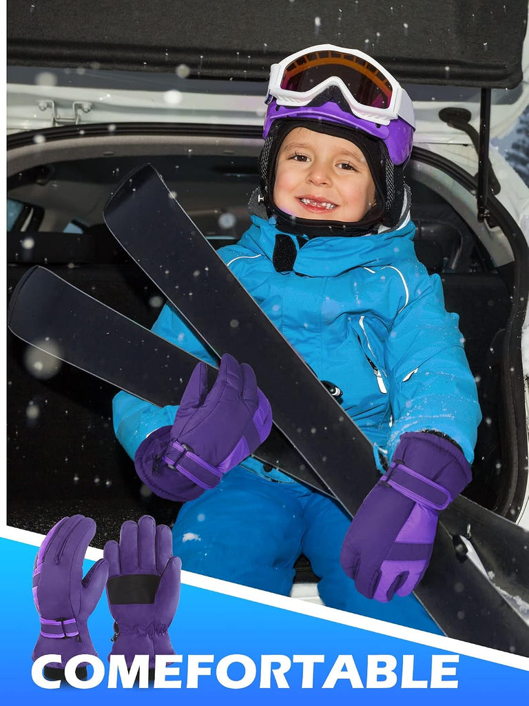 Kids Winter Snow Ski Waterproof Gloves Warm Windproof Outdoor Sports Anti Water Ice Skating Gloves for Girls Boys