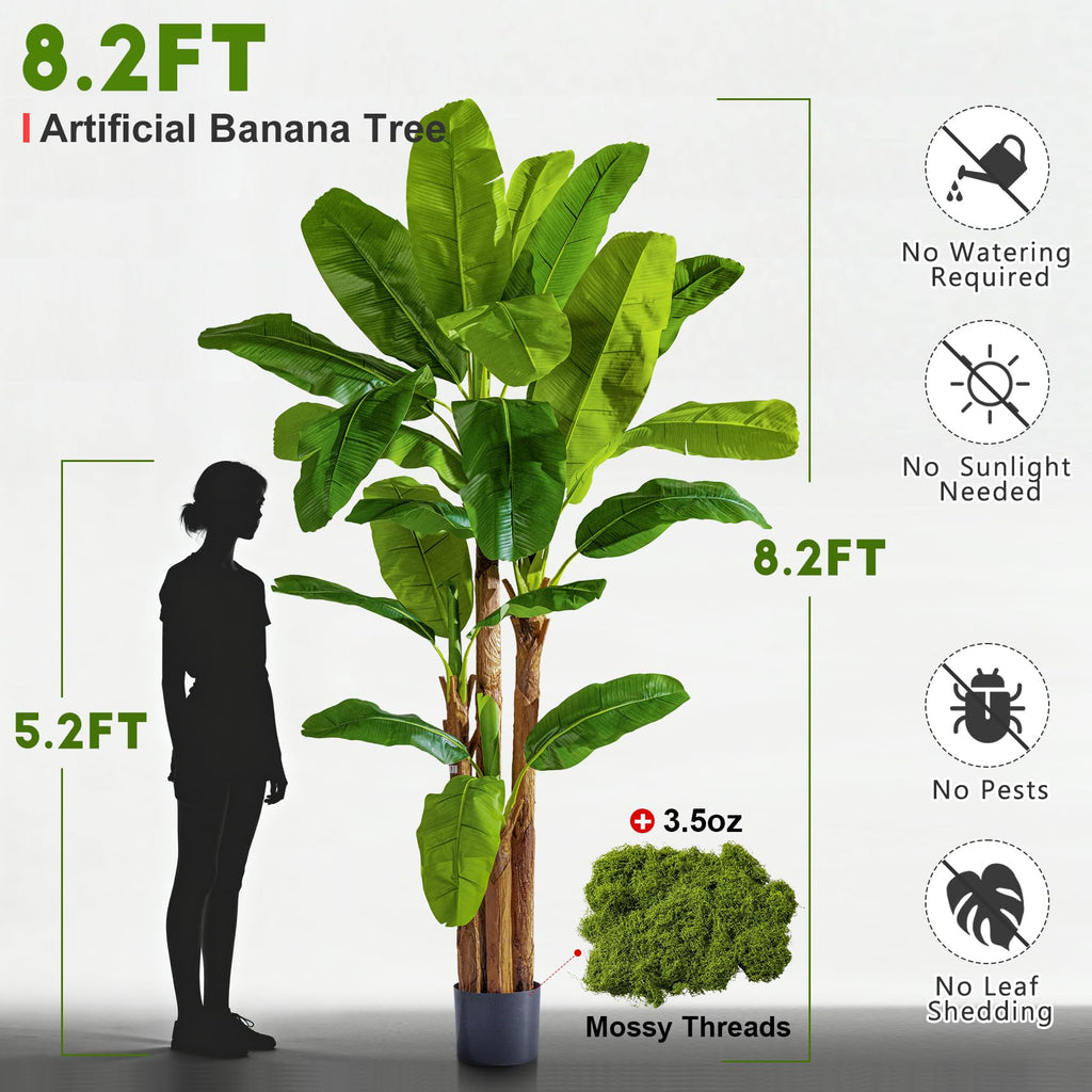 Large Fake Tropical Bananas Trees Tall Artificial Banana Tree Indoor Outdoor Realistic Floor Plant Big Faux Plants