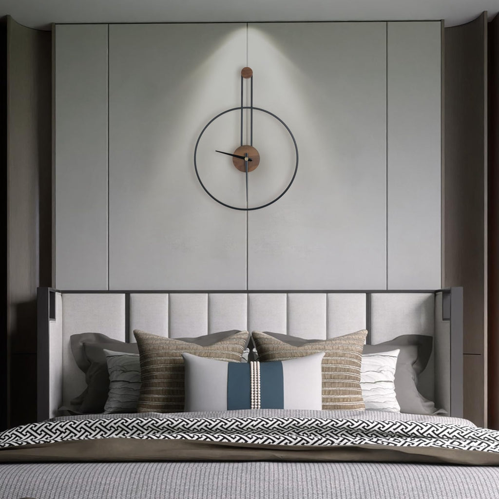 Modern Wall Clock Large Wall Clocks with Walnut Dial Silent Non-Ticking Home Decor Bedroom Kitchen Office 17.8''×