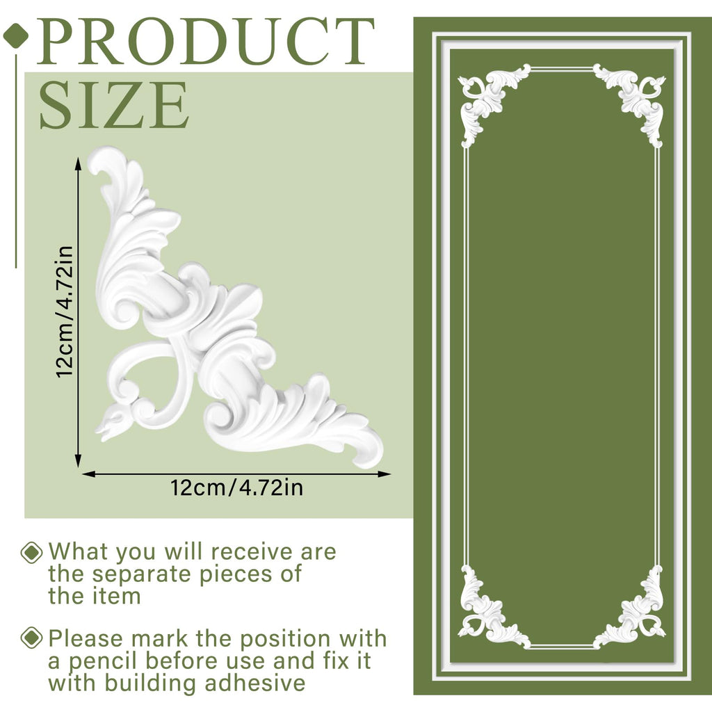 8pcs Corner Wall Molding, Wainscoting Floral Molding,Heart