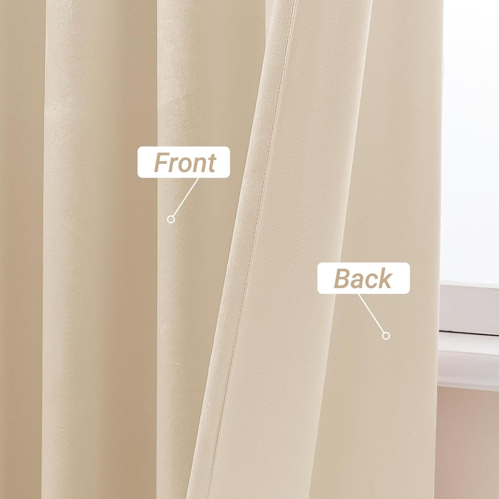 Triple Pinch Pleat Cream Velvet Curtains 96 inches Long Living Room Darkening Curtain Neutral Modern Farmhouse French