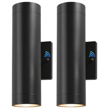 Dusk to Dawn Outdoor Wall Lighting, 2 Pack Integrated COB LED Cylinder Up Down Modern Wall Sconce, 12W 3000K Matte