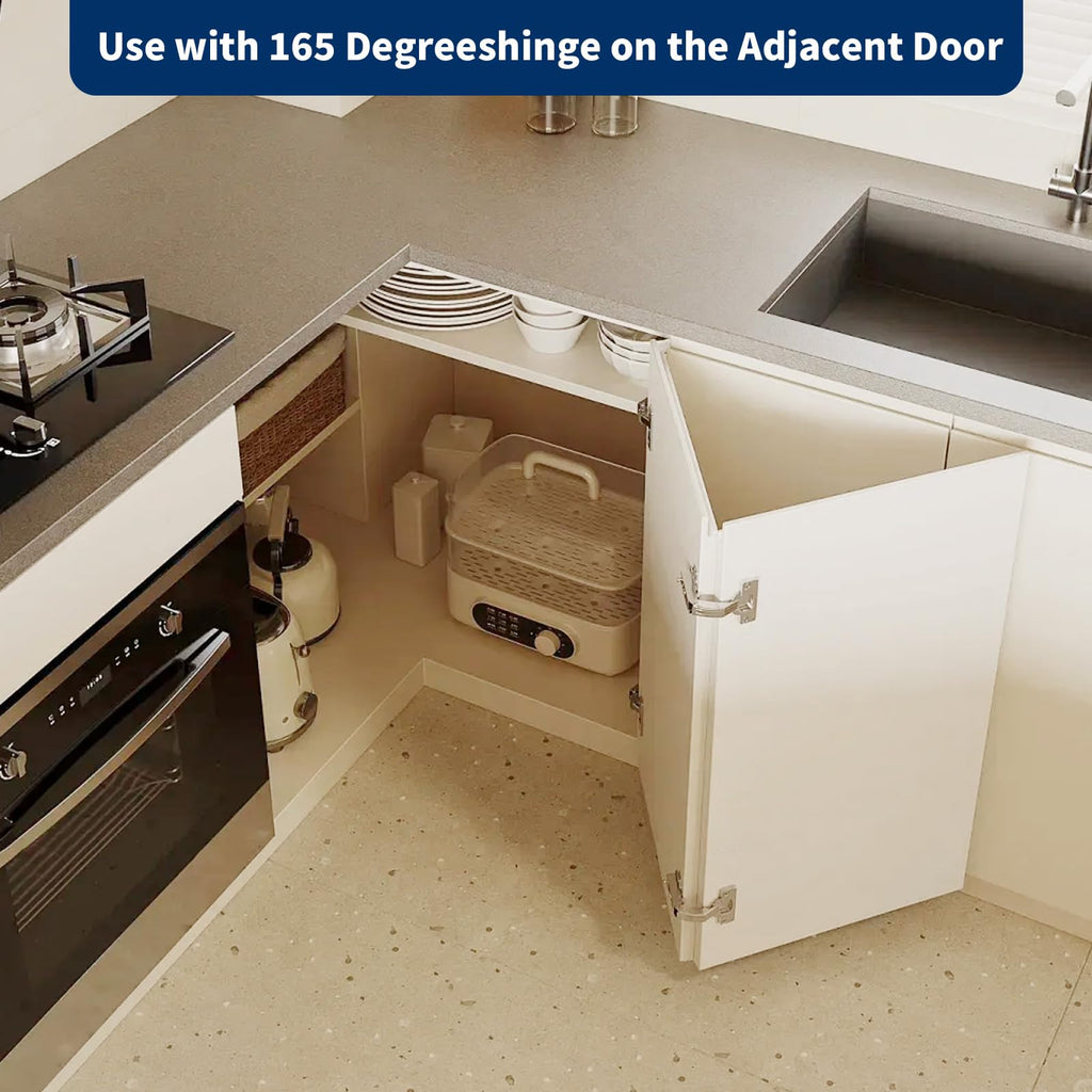 2 Pack 135° Lazy Susan Cabinet Hinge, Full Overlay Concealed Hinge for Corner Kitchen Cabinet Replacement