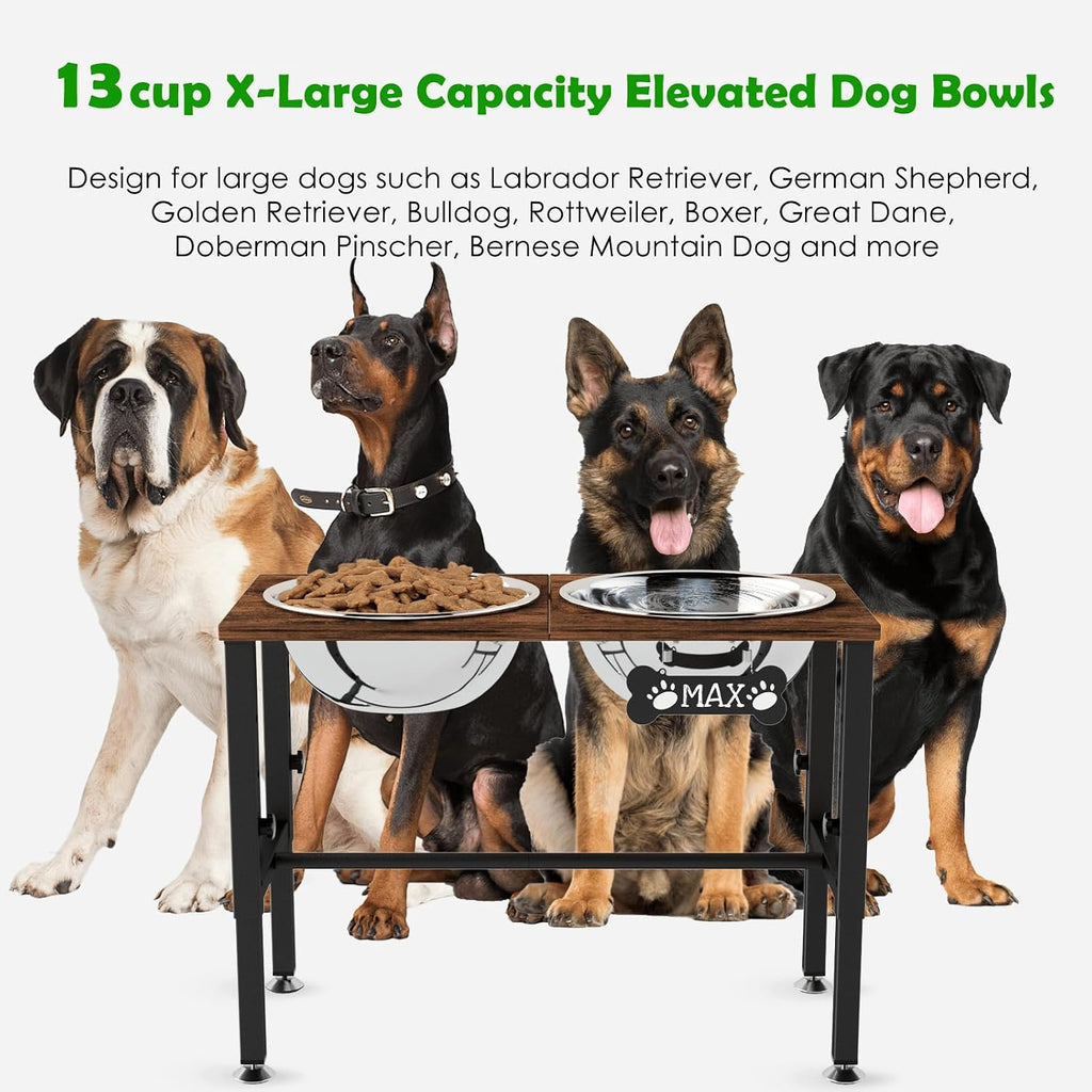 Elevated Dog Bowls with Mat for Large & Extra Large Dogs, Raised Dog Bowl Stand with 2 Stainless Steel Bowls, Tall