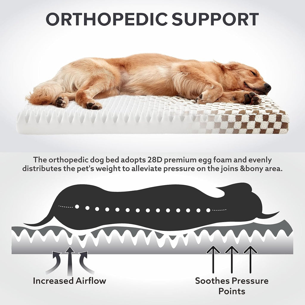 Dog Bed for Large Dogs, XLarge Orthopedic Dog Bed with Removable Washable Cover, Cute Modern Plush & Memory Egg Crate