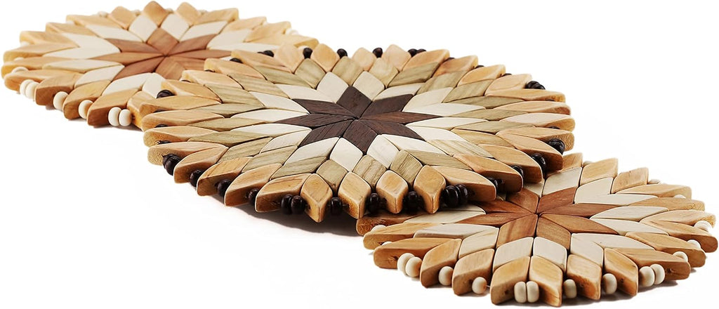 Small Handmade Wooden Trivets for Hot Dishes - Two 6" and one 7"- Coasters and Hot Pads - Great Kitchen Gift - Set of 3