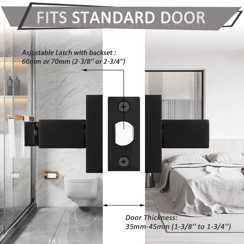 10 Pack Square Privacy Door Levers Black Privacy Door Lock Handleset Keyless Lockset Door Knobs Interior Handles