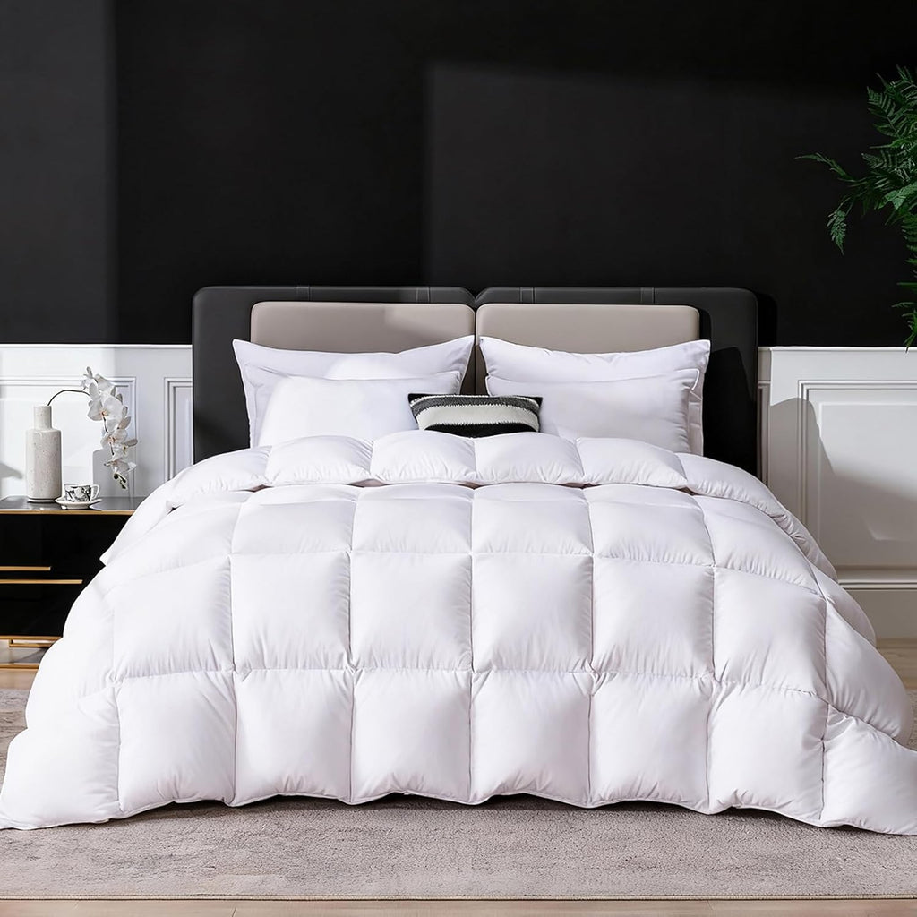 Goose Feather Down Fiber Comforter Twin, Ultra Soft Medium Warm Duvet Insert