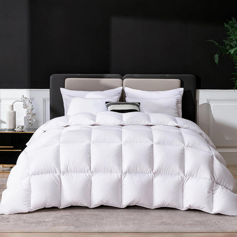 Goose Feather Down Fiber Comforter King, Ultra Soft Medium Warm Duvet Insert