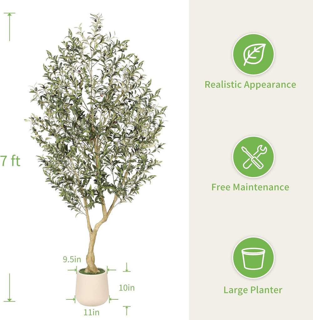 7ft Artificial Olive Tree with Tall Exquisite Planter