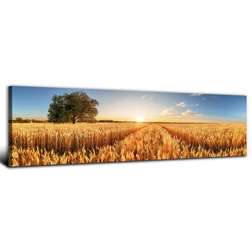 Sunset Nature Forest Wall Art Wheat Field Landscape Pictures Wall Decor Kitchen Sunrise Country Meadow Scenic