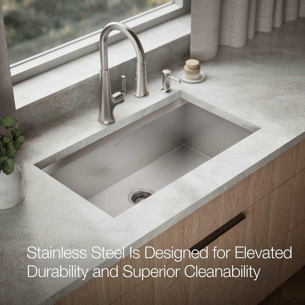 80084-2PC-NA TaskTM 33" Top-/Undermount Single-Bowl Workstation Sink, Includes Kitchen Sink Accessories, Stainless