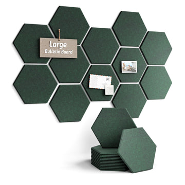 Large 12-Pack Hexagon Felt Bulletin Board Tiles, Aurora Green