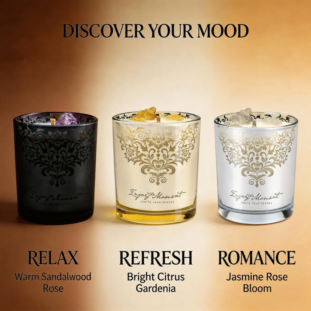 Luxury Candle Gift Set for Women, 3x7oz, Trimmer & Snuffer Lid - Set of 5