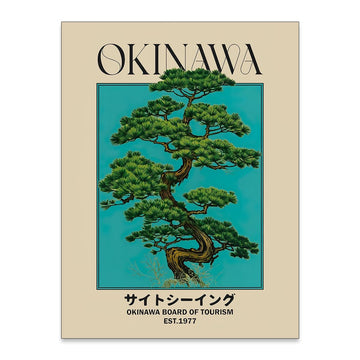 Japanese Canvas Wall Art Okinawa Prints Retro Japanese Bonsai Tree Picture Modern Ukiyo-e Decor Poster Bedroom