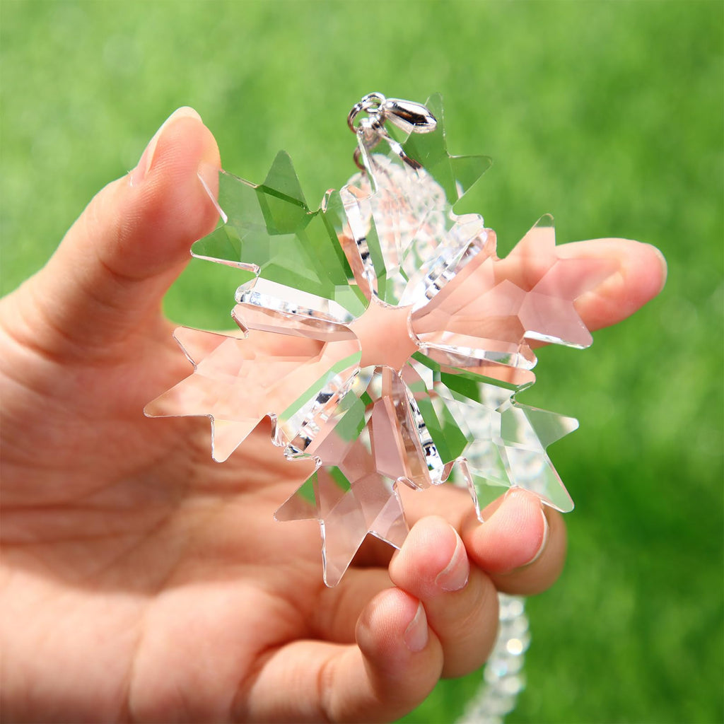 Christmas Tree Crystal Snowflake Ornaments, Clear, 4 Sets
