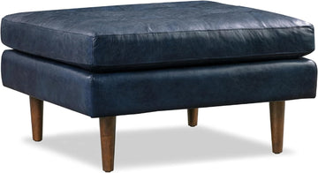 Napa Ottoman in Full-Grain Semi-Aniline Italian Tanned Leather in Midnight Blue