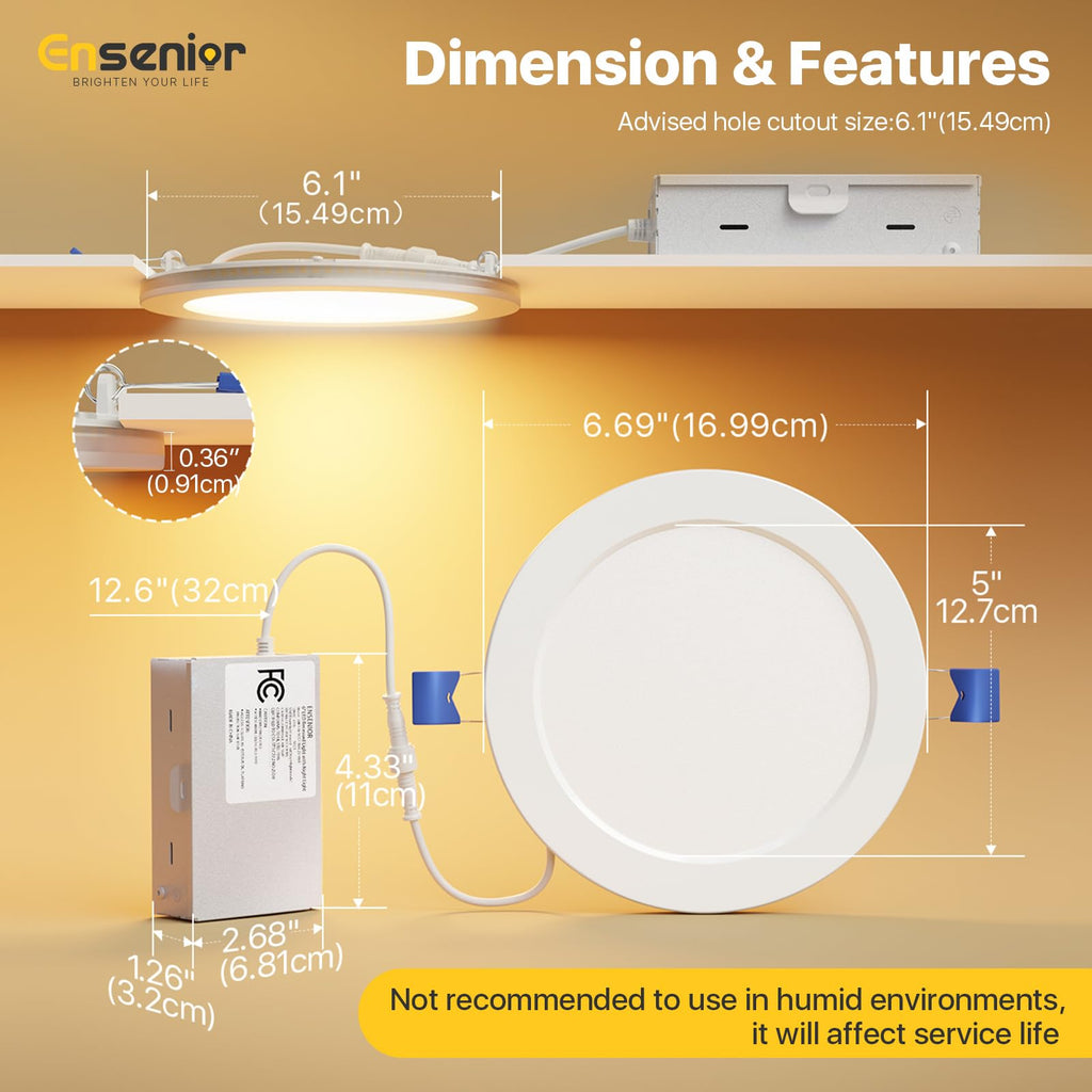 24 Pack 6 Inch LED Recessed Lights with Night Light, 5CCT
