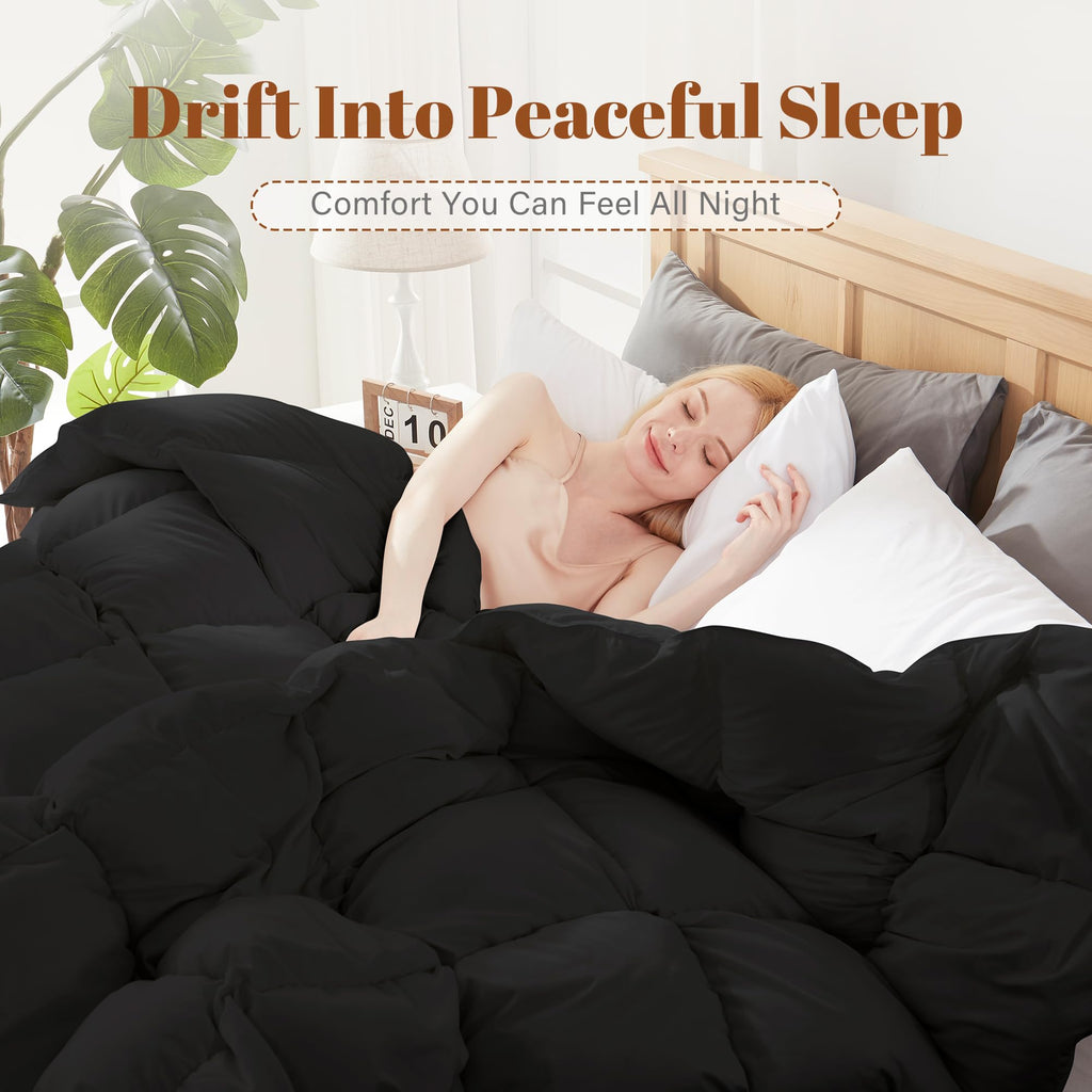 Feather and Down Fiber Comforter Insert, 100% Cotton Cover