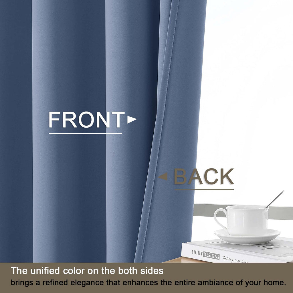 100% Blackout Curtains 54 Inch Length - Thermal Insulated Solid Thick Fabric Blackout Curtains, Sound Reducing