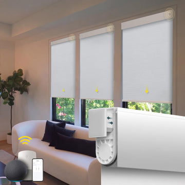 Motorized Blinds No Drill Automatic Blinds for Windows Cordless Roller Shades Electric Blind with Remote Control
