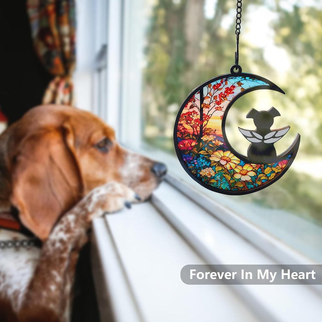DIY Dog Memorial Suncatcher with Sympathy Card, Pet Loss Sympathy Gift, Dog Remembrance Gift for Window Hanging