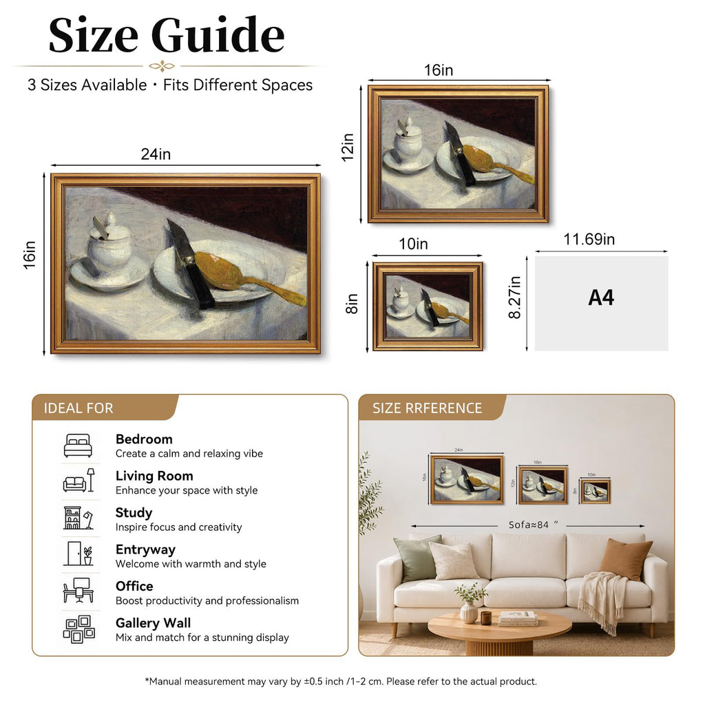 Before Meals Still Life Vintage Gold Framed Wall Art 16x24 inch