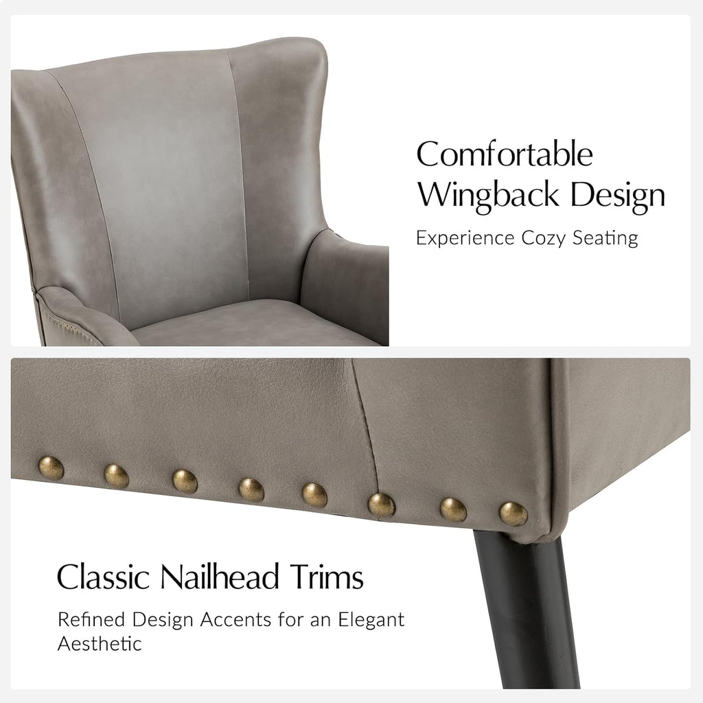 Faux Leather Accent Chair, Grey