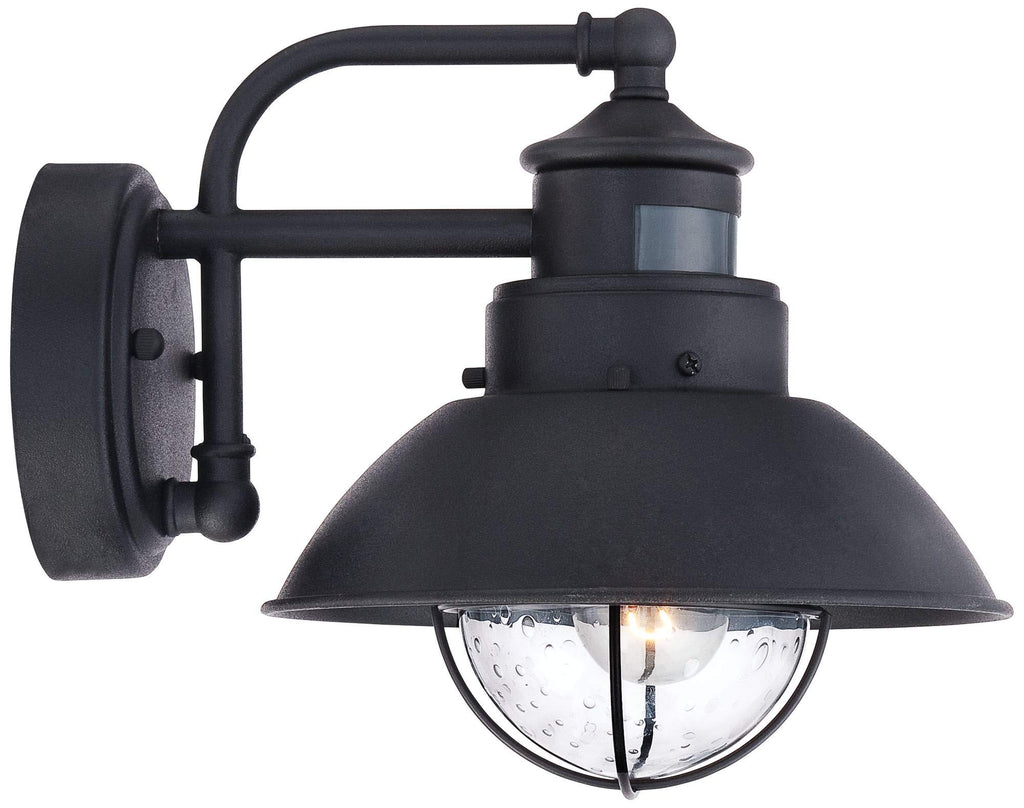 Oberlin 9" Black Auto-On Motion Sensor Rustic Outdoor Light Fixture