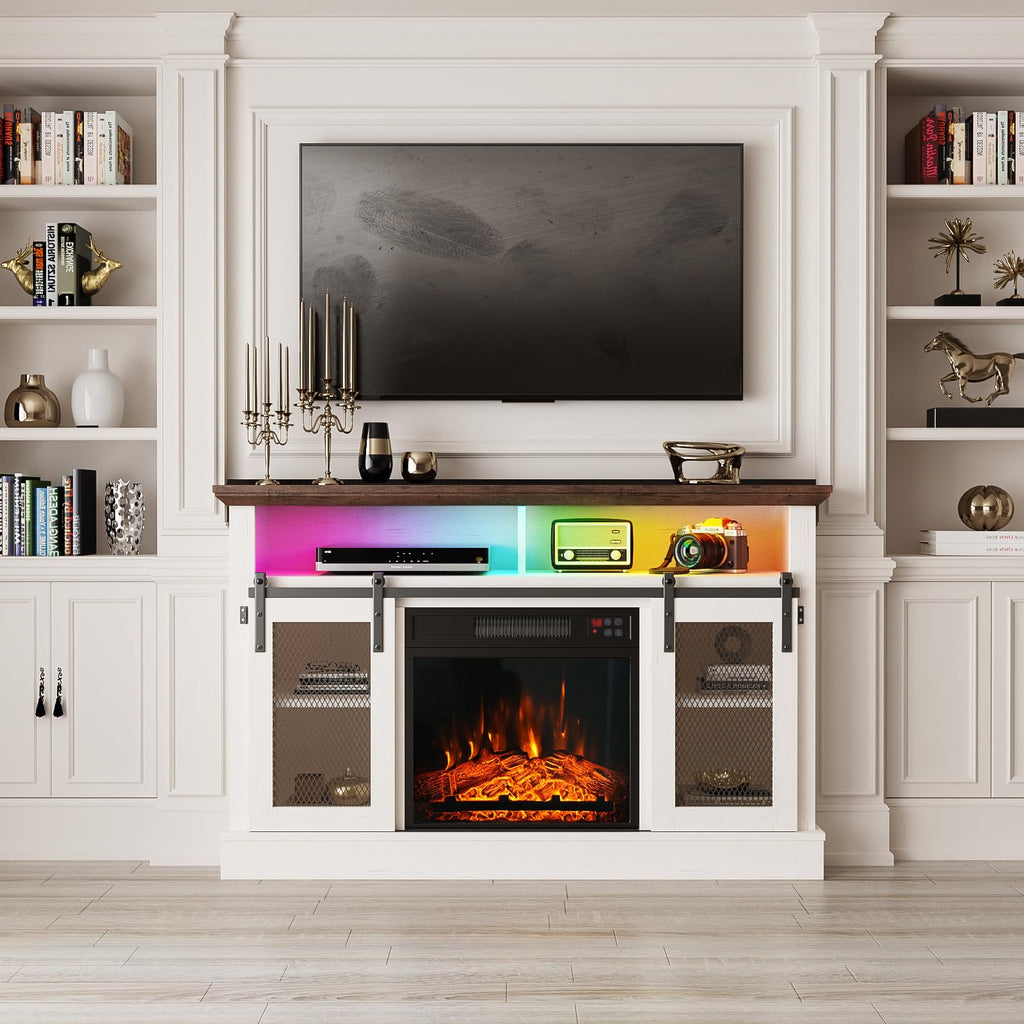 18" Electric Fireplace Insert, Recessed Fireplace Heater with Low Noise, Remote Control with Timer, Touch Screen
