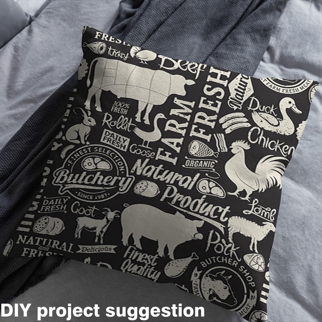 Farm Animal Fabric By The Yard, Milk Cow Upholstery Fabric for Chairs Sofa Couch, Cute Chicken Duck Goose Print Soft