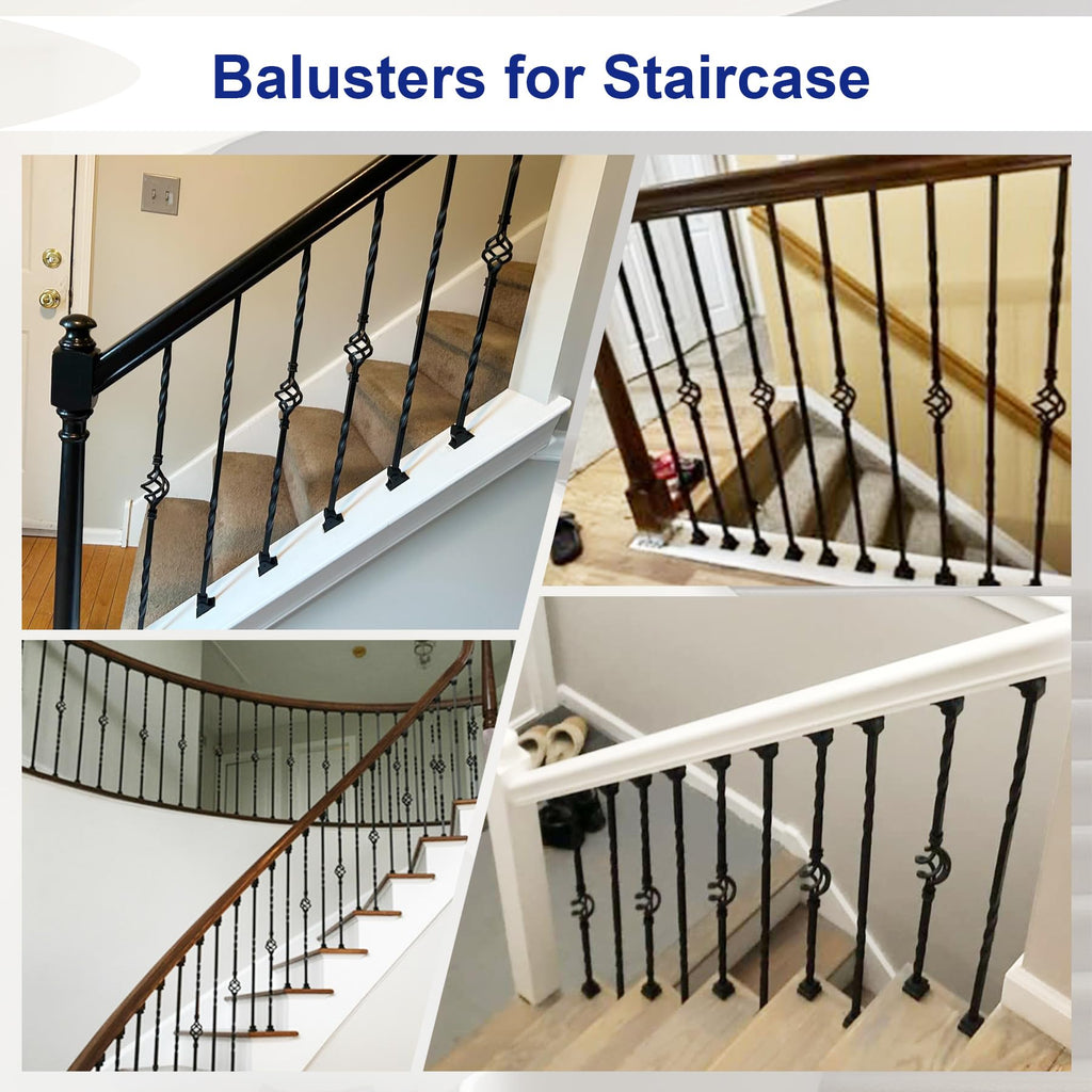 30-Pack Wrought Iron Stair Balusters, 44" Basket Twist Design