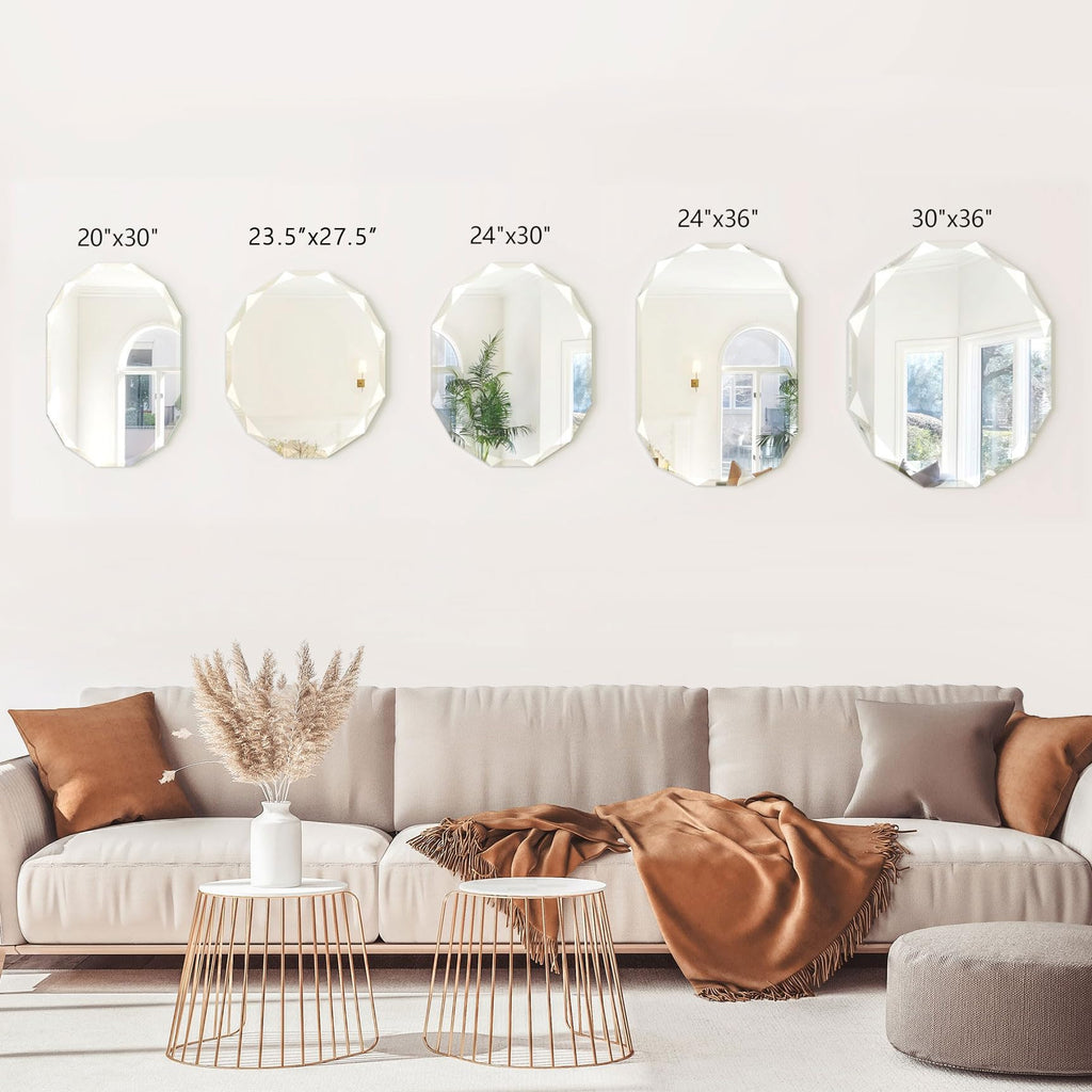 23.5x27.5 Inch Bathroom Mirrors for Over Sink, Round Frameless Mirror
