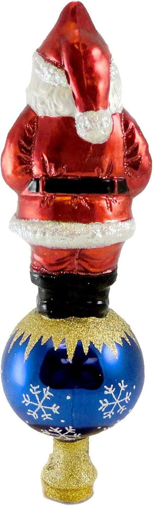 Santa Tree Top Glass Blown Ornament for Christmas Tree, Handcrafted Holiday Decoration, Santa Collection