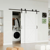 Bypass Barn Doors, 72" x 84" Sliding Barn Door with 6.6 FT Sliding Bypass Barn Doors Hardware Kit, S