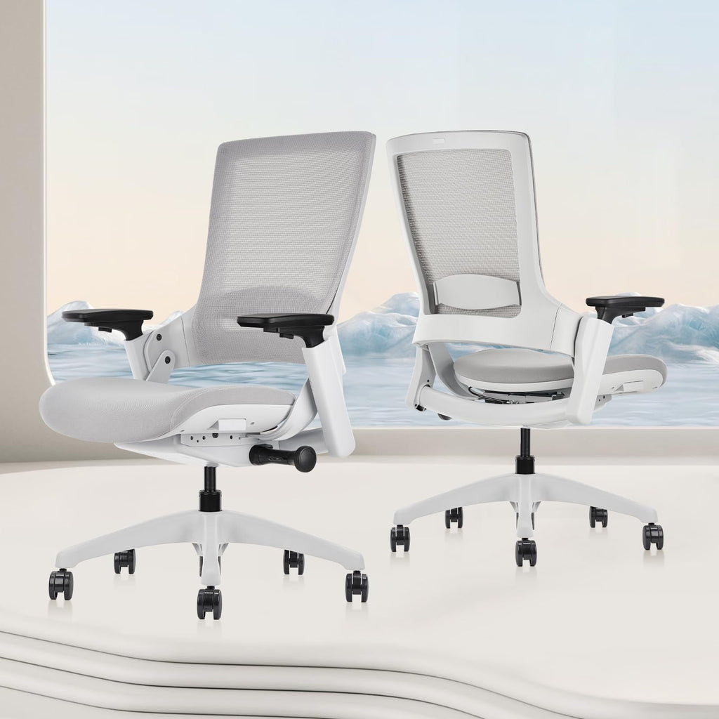 Inspired Leap Style Ergonomic Office Chair — Light Grey Mesh, Flex Back, Adjustable Seat Depth