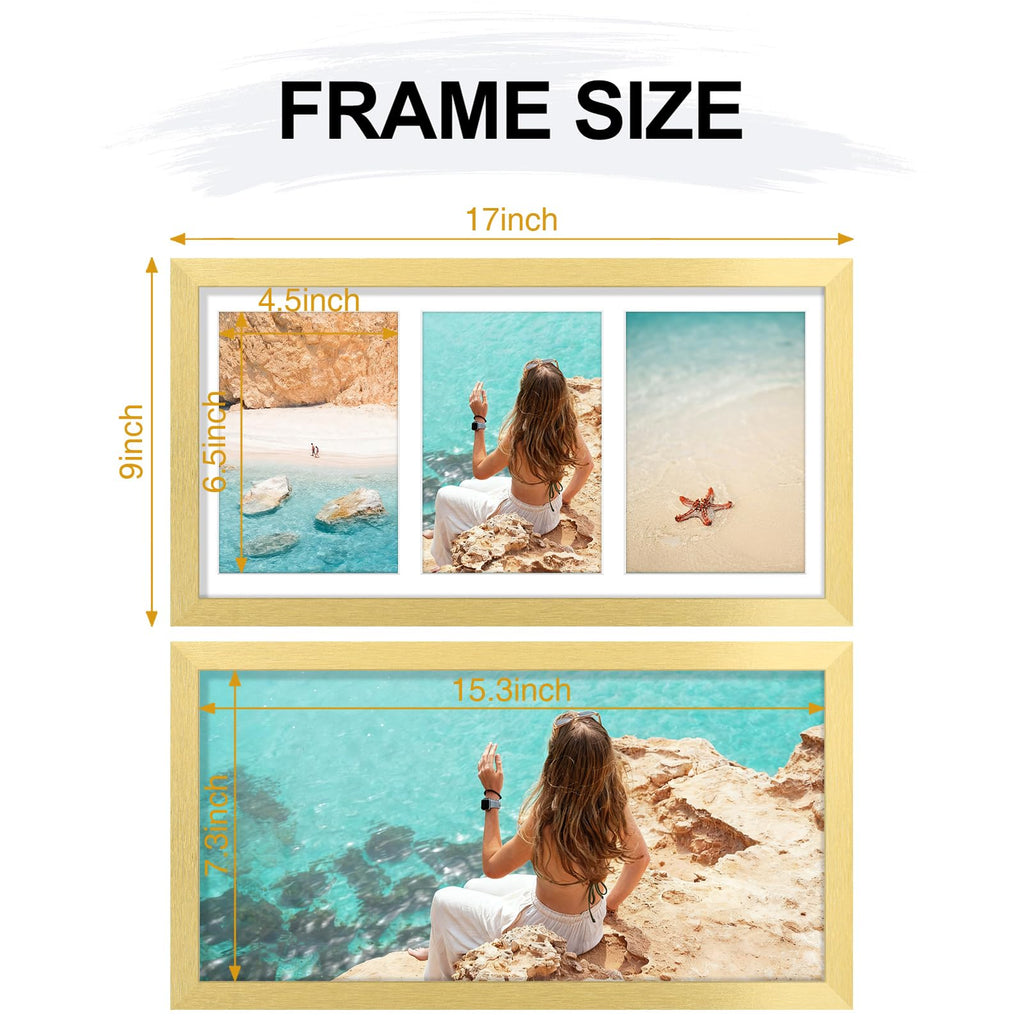 8x16 Collage Picture Frame for Wall Mounting, Gold
