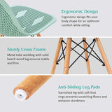 Set of 2 Modern Dining Chairs, Outdoor Indoor Shell PP Lounge Side Chairs with Mesh Design, Beech Wood Legs