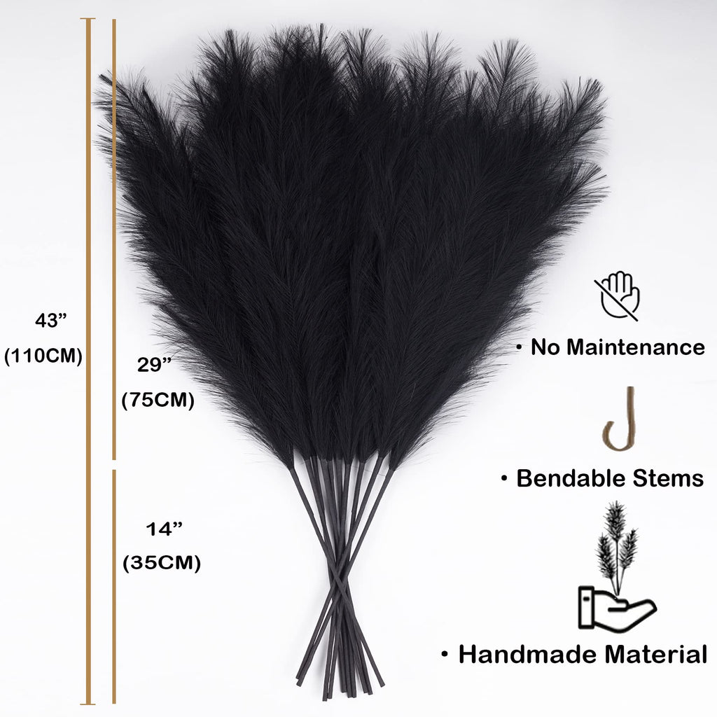 Faux Pampas Grass 6 Stems, Artificial Pampas Grass - 43 inch Total Extra Large Pompass Grass Tall Pompous Boho Flower