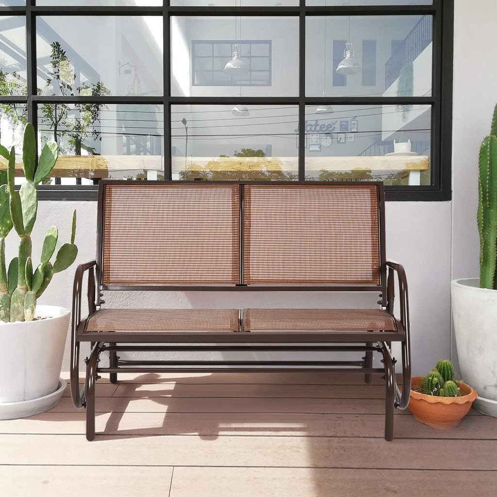 Swing Glider Chair 48 Inch with Spacious Space, 2 People Lounge Cozy Patio Bench Outdoor & Indoor , Backyard