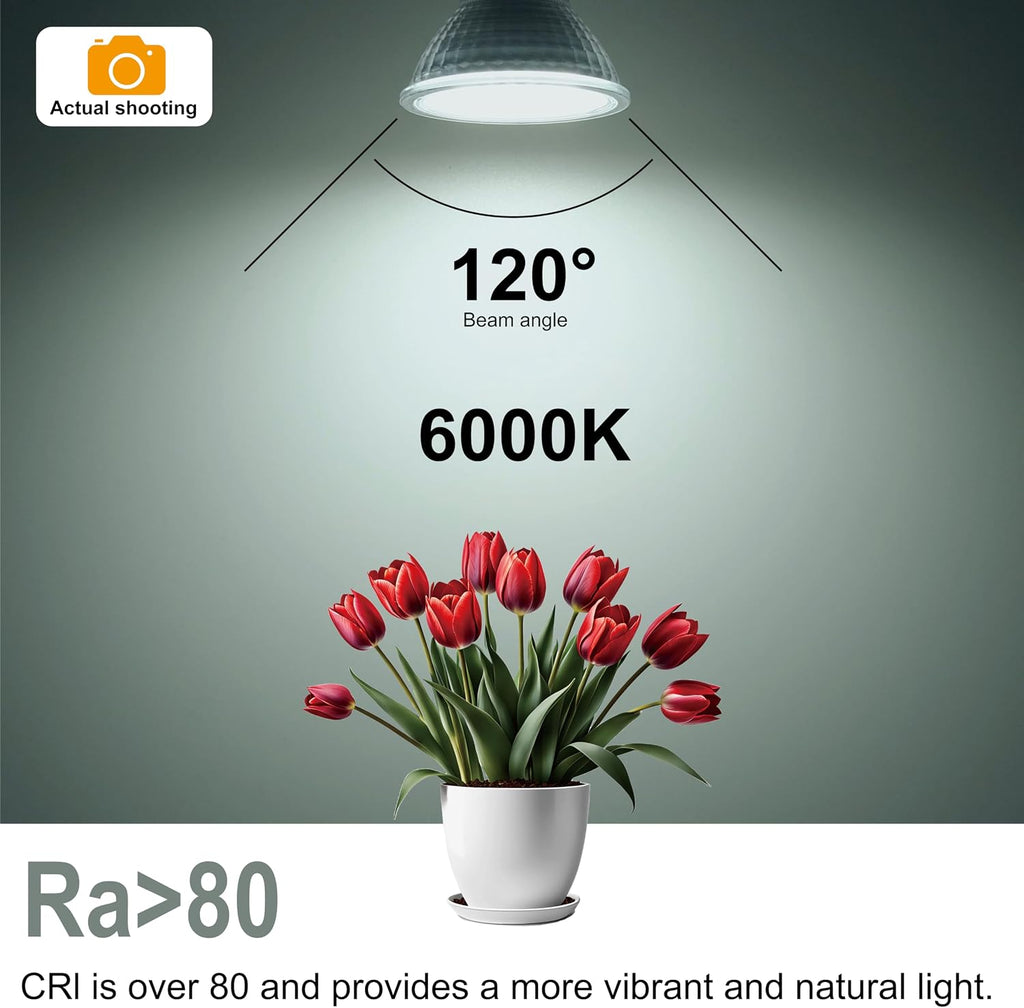 MR16 GU5.3 LED Bulbs 6W Replace 60W Halogen Equivalent 6000K Cool White 485Lm, 12V Low Voltage Non-Dimmable 120°
