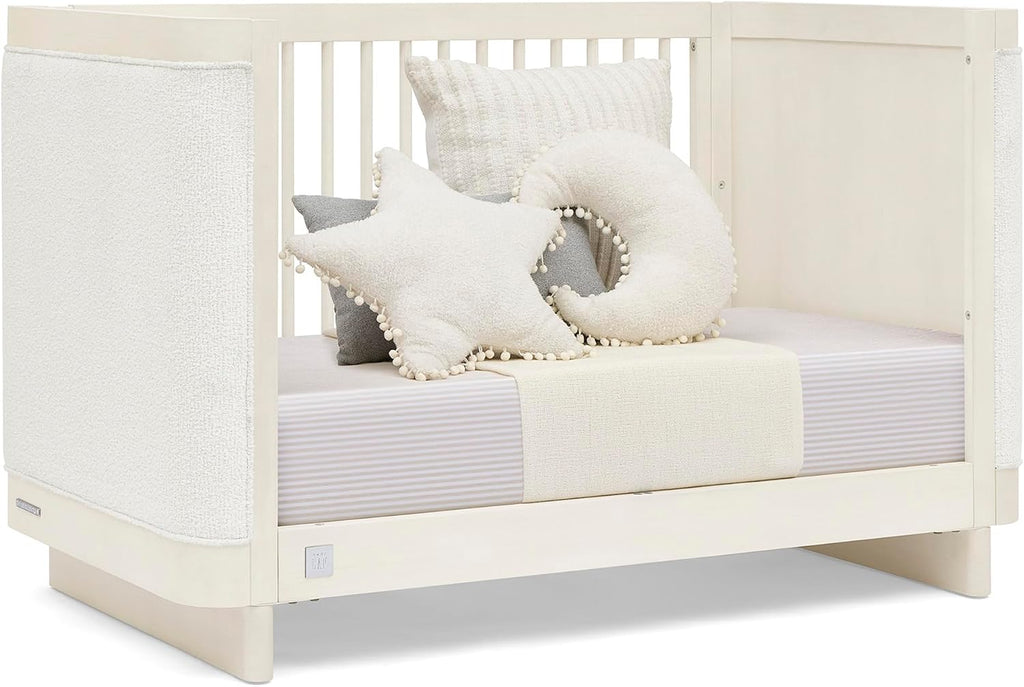 BabyGap Callie 4-in-1 Upholstered Crib - Greenguard Gold Certified, Antique White/White Boucle