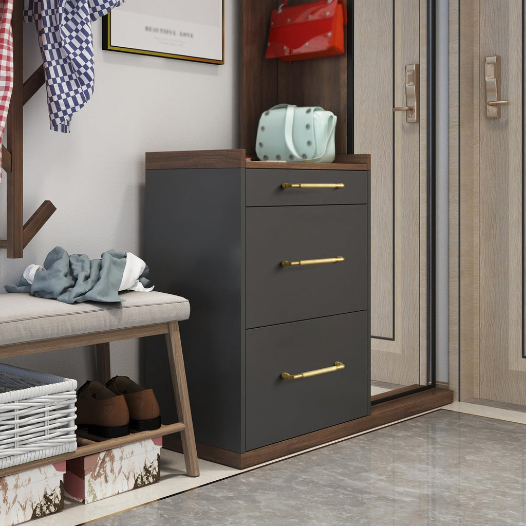 Brushed Gold Cabinet Pulls, Solid Fluted Drawer Handles, 5 Inch (128mm) Hole Center Art Deco Dresser Hardware