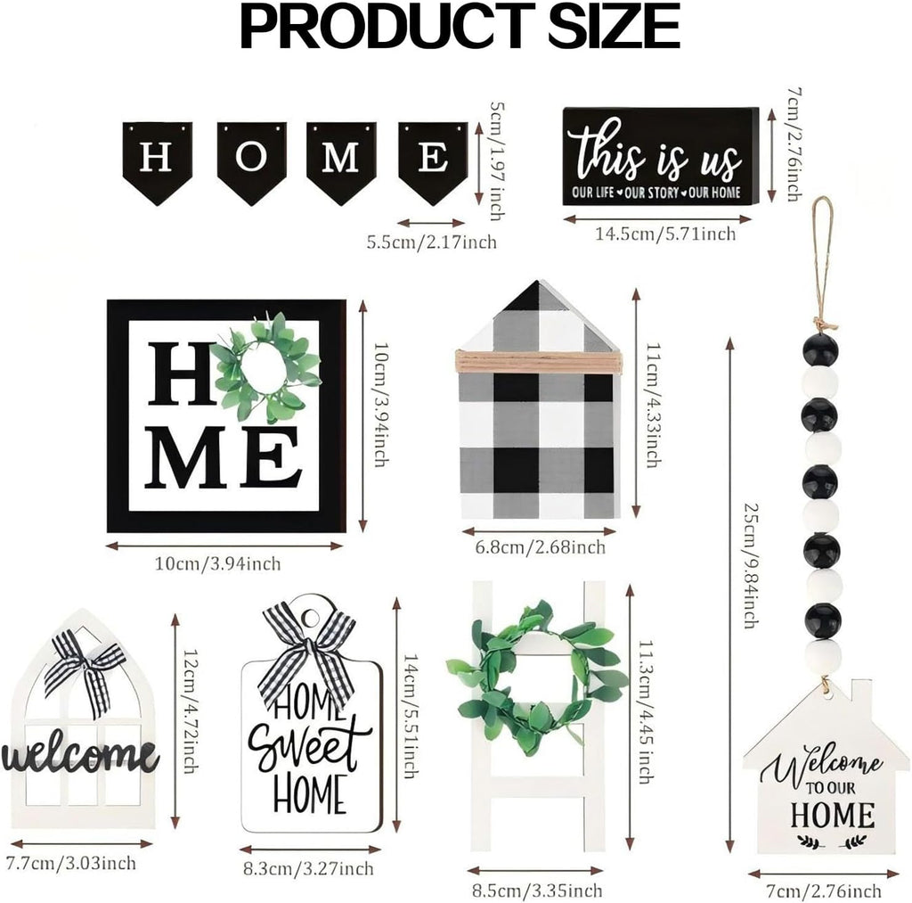 Farmhouse Tiered Tray Decor Set-Rustic Wooden Mini Signs and Decorations and Kitchen Display (Tiered Tray Not - Set of 11